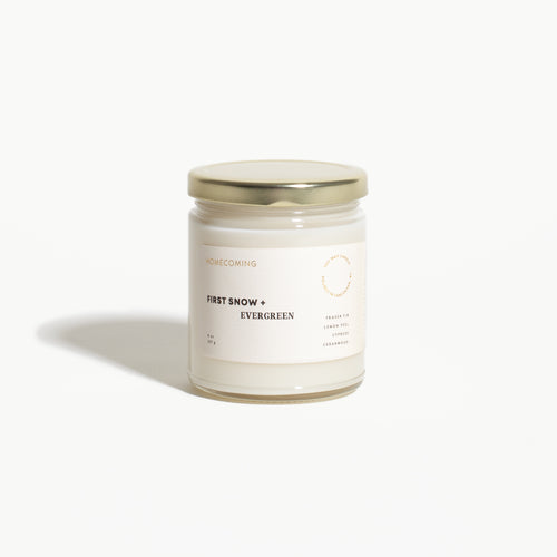 First Snow + Evergreen Candle