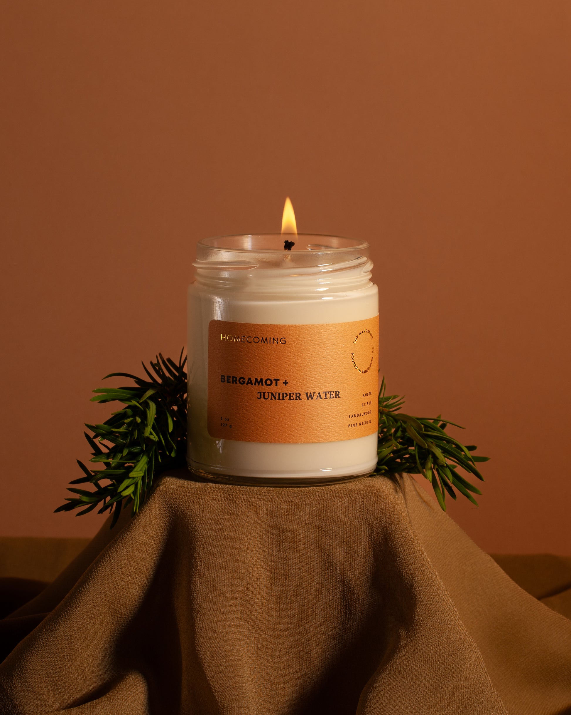 Bergamot + Juniper Water Candle