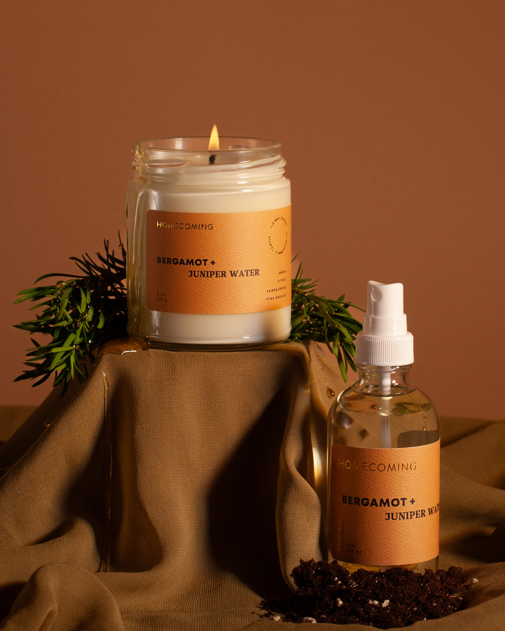 Bergamot + Juniper Water Candle