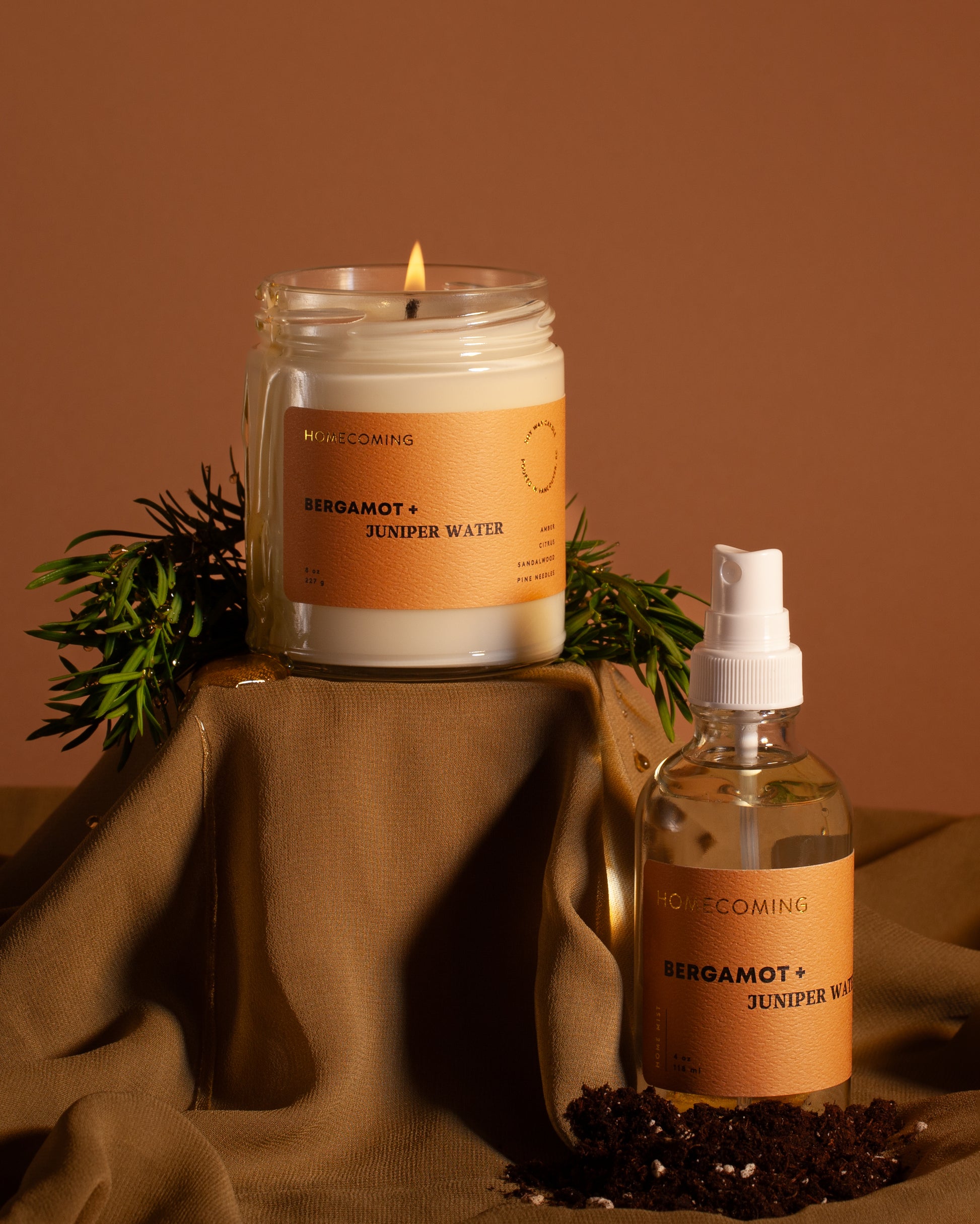 Bergamot + Juniper Water Candle